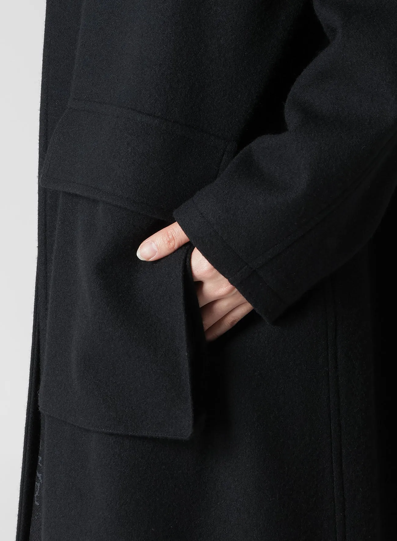 WOOL SINGLE MOSSER COLLARLESS COAT