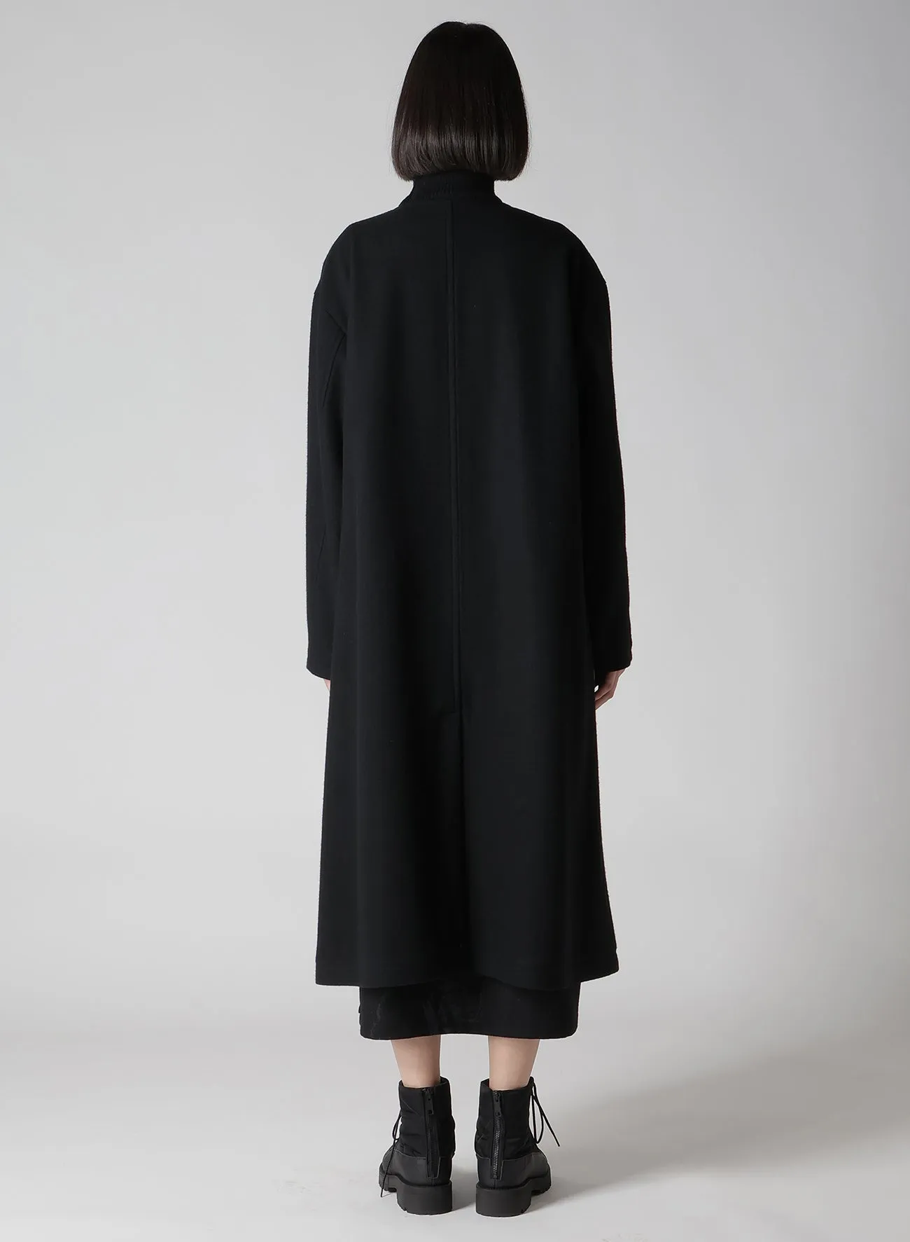 WOOL SINGLE MOSSER COLLARLESS COAT